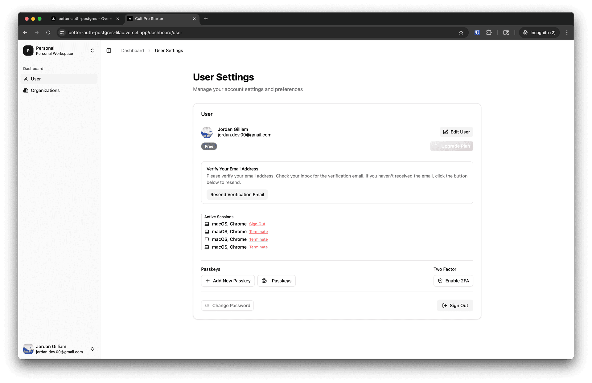 Better Auth Postgres
